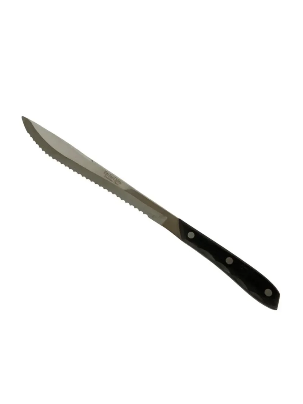 KitchenDelite Serrated Stainless Steel Knife With Black Handle Made in Japan